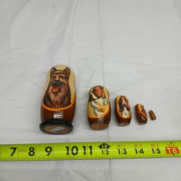 Vintage Wooden Dog Themed Nesting Dolls - Picture 4 of 12